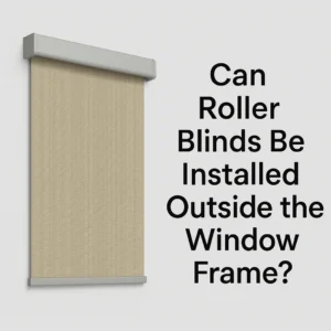 Roller blind installed outside the window frame on a wall
