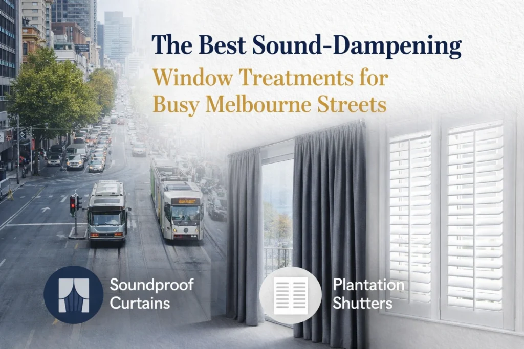 Sound-dampening curtains and plantation shutters for reducing street noise in Melbourne homes