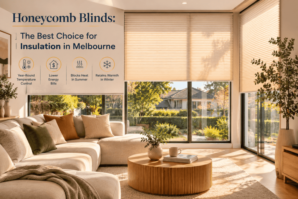 best honeycomb blinds for insulation Melbourne living room thermal window furnishings