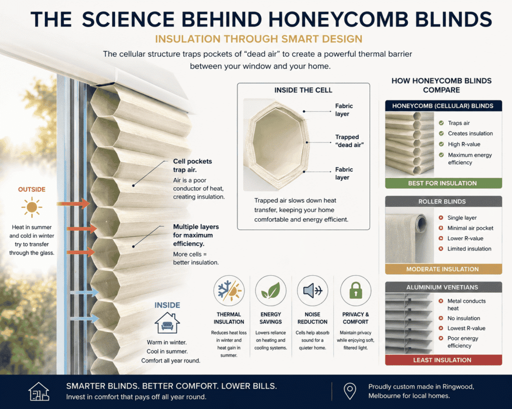 thermal honeycomb blinds cellular structure insulation diagram Melbourne