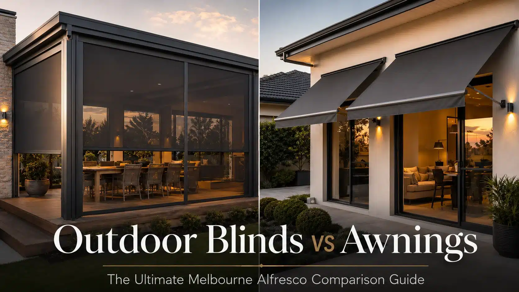 outdoor blinds vs awnings Melbourne alfresco comparison for patios decks balconies and windows